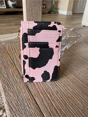 Pink and Black Cow Print Card Holder